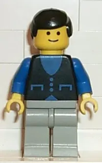 LEGO Shirt with 3 Buttons - Blue, Light Gray Legs, Black Male Hair minifigure