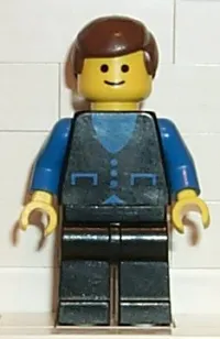 LEGO Shirt with 3 Buttons - Blue, Black Legs, Brown Male Hair minifigure