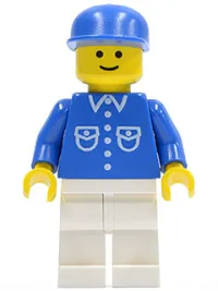 LEGO Shirt with 6 Buttons - Blue, White Legs, Blue Cap minifigure