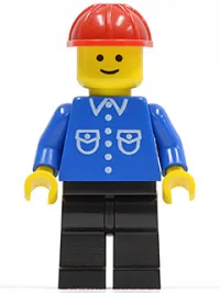 LEGO Shirt with 6 Buttons - Blue, Black Legs, Red Construction Helmet minifigure