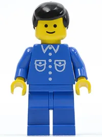LEGO Shirt with 6 Buttons - Blue, Blue Legs, Black Male Hair minifigure