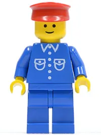 LEGO Shirt with 6 Buttons - Blue, Blue Legs, Red Hat minifigure