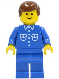 LEGO Shirt with 6 Buttons - Blue, Blue Legs, Brown Male Hair minifigure