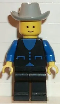 LEGO Shirt with 3 Buttons - Blue, Black Legs, Light Gray Cowboy Hat minifigure