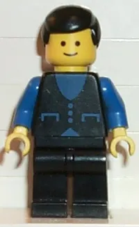 LEGO Shirt with 3 Buttons - Blue, Black Legs, Black Male Hair minifigure