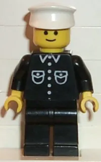 LEGO Shirt with 6 Buttons - Black, Black Legs, White Hat minifigure