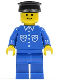 LEGO Shirt with 6 Buttons - Blue, Blue Legs, Black Hat minifigure
