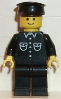 LEGO Shirt with 6 Buttons - Black, Black Legs, Black Hat minifigure