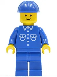 LEGO Shirt with 6 Buttons - Blue, Blue Legs, Blue Construction Helmet minifigure