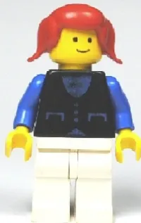 LEGO Shirt with 3 Buttons - Blue, White Legs, Red Pigtails Hair minifigure