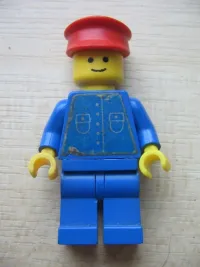 LEGO Shirt with 5 Buttons (Sticker) - Blue - Blue Legs, Red Hat minifigure
