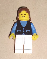 LEGO Shirt with 3 Buttons - Blue, White Legs, Brown Female Hair minifigure