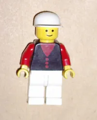 LEGO Shirt with 3 Buttons - Red, Red Arms, White Legs, White Cap minifigure