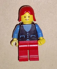 LEGO Shirt with 3 Buttons - Blue, Red Legs, Red Female Hair minifigure