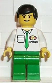 LEGO Cargo - White Shirt, Green Legs, Black Male Hair minifigure