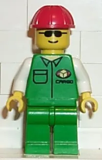 LEGO Cargo - Green Shirt, Green Legs, Red Construction Helmet minifigure