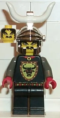 LEGO Knights Kingdom I - Cedric the Bull (Robber Chief), Chrome Silver Dragon Helmet, Horns minifigure