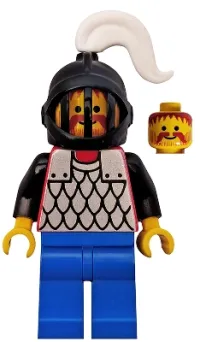 LEGO Scale Mail - Red with Black Arms, Blue Legs, Black Grille Helmet, White Plume minifigure