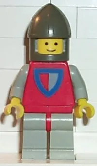 LEGO Classic - Knight, Shield Red/Gray, Light Gray Legs with Red Hips, Dark Gray Chin-Guard minifigure