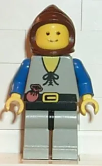 LEGO Peasant - Light Gray Legs, Brown Hood minifigure