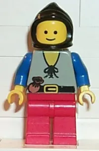 LEGO Peasant - Red Legs, Black Hood minifigure