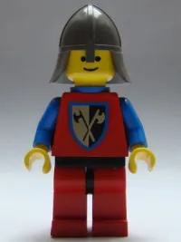 LEGO Crusader Axe - Red Legs with Black Hips, Dark Gray Neck-Protector, Blue Plastic Cape minifigure