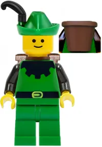 LEGO Forestman - Black, Green Hat, Black Feather, D-Basket minifigure
