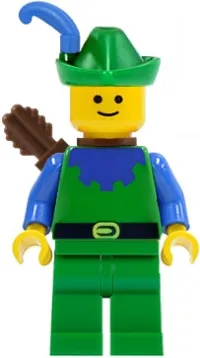 LEGO Forestman - Blue, Green Hat, Blue Feather, Quiver minifigure