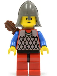 LEGO Scale Mail - Red with Blue Arms, Red Legs with Black Hips, Dark Gray Neck-Protector, Quiver minifigure