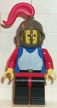 LEGO Breastplate - Blue with Red Arms, Black Legs with Red Hips, Dark Gray Grille Helmet, Red Plume minifigure
