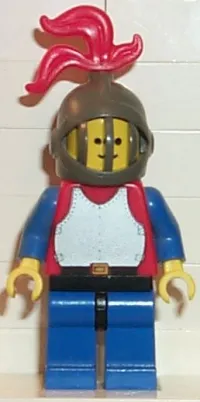 LEGO Breastplate - Red with Blue Arms, Blue Legs with Black Hips, Dark Gray Grille Helmet, Red Plume minifigure