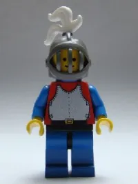 LEGO Breastplate - Red with Blue Arms, Blue Legs with Black Hips, Dark Gray Grille Helmet, White Plume, Blue Plastic Cape minifigure