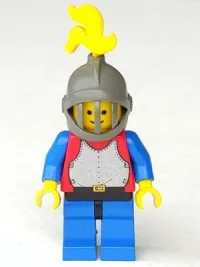 LEGO Breastplate - Red with Blue Arms, Blue Legs with Black Hips, Dark Gray Grille Helmet, Yellow Plume minifigure