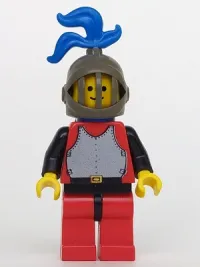 LEGO Breastplate - Red with Black Arms, Red Legs with Black Hips, Dark Gray Grille Helmet, Blue Plume, Blue Plastic Cape minifigure