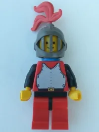 LEGO Breastplate - Red with Black Arms, Red Legs with Black Hips, Dark Gray Grille Helmet, Red Plume, Blue Plastic Cape minifigure