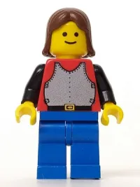LEGO Breastplate - Red with Black Arms, Blue Legs, Brown Female Hair (6041) minifigure