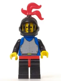 LEGO Breastplate - Blue with Black Arms, Black Legs with Red Hips, Black Arms, Black Grille Helmet, Red Plume, Blue Plastic Cape minifigure
