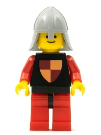 LEGO Classic - Knights Tournament Knight Black, Red Legs with Black Hips, Light Bluish Gray Neck-Protector (Reissue) minifigure