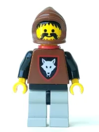 LEGO Wolfpack - Moustache, Black Arms and Light Gray legs, Brown Hood and Red Cape minifigure