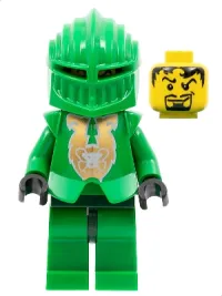 LEGO Knights Kingdom II - Rascus with Gold Pattern Armor, Plain Torso, Dark Green Hips and Helmet minifigure