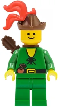 LEGO Forestman - Pouch, Brown Hat, Red 3-Feather Plume, Quiver minifigure