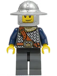 LEGO Fantasy Era - Crown Knight Scale Mail with Chest Strap, Helmet with Broad Brim, Smirk and Stubble Beard minifigure
