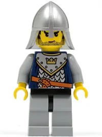 LEGO Fantasy Era - Crown Knight Scale Mail with Crown, Helmet with Neck Protector, Black Messy Hair and Stubble minifigure