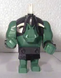 LEGO Fantasy Era - Troll, Sand Green with Pearl Dark Gray Armor and 5 White Horns minifigure