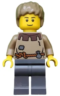 LEGO Fantasy Era - Peasant Male Young, Brown Eyebrows, Thin Grin minifigure