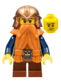LEGO Fantasy Era - Dwarf, Dark Orange Beard, Copper Helmet with Studded Bands, Dark Blue Arms, Smirk and Stubble Beard minifigure