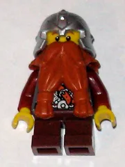 LEGO Fantasy Era - Dwarf, Dark Orange Beard, Metallic Silver Helmet with Studded Bands, Dark Red Arms minifigure