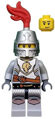 LEGO Kingdoms - Lion Knight Breastplate with Lion Head and Belt, Helmet Closed, Smirk and Stubble Beard minifigure