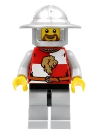 LEGO Kingdoms - Lion Knight Quarters, Helmet with Broad Brim, Brown Beard Rounded minifigure