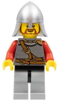 LEGO Kingdoms - Lion Knight Scale Mail with Chest Strap and Belt, Helmet with Neck Protector, Brown Beard Rounded minifigure